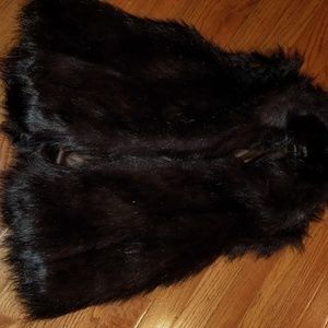 FAUX FUR VEST DARK BROWN